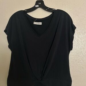 Black Tie Front Relaxed Blouse